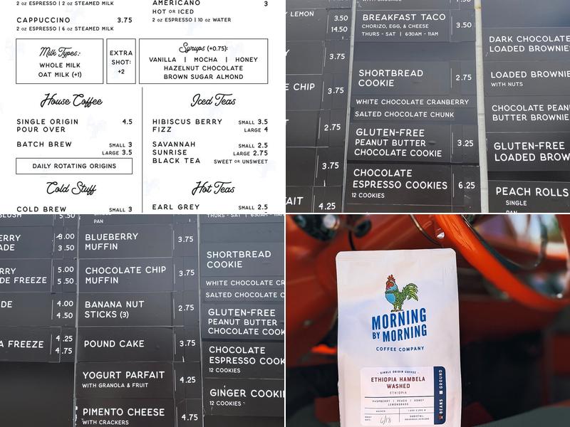 Morning By Morning Coffee Company Menu