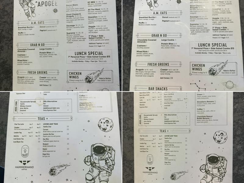 Apogee Coffee and Draft Menu
