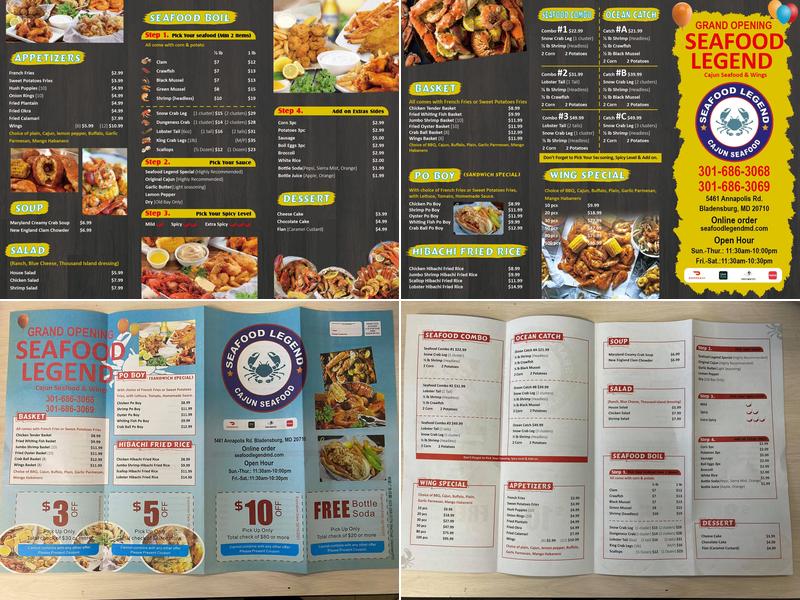 Seafood legend Menu