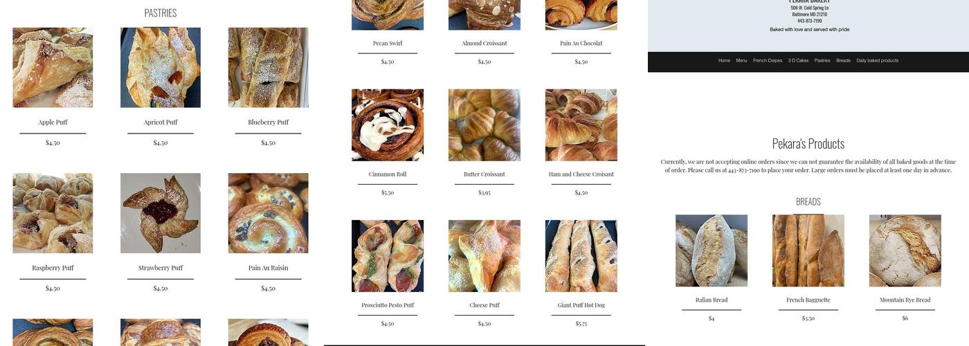 Pĕkärä Bakery Menu