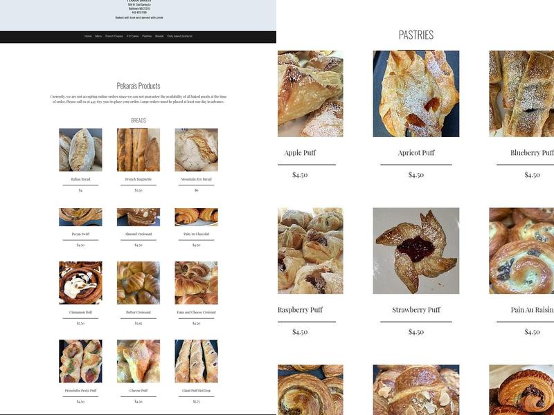 Pĕkärä Bakery Menu