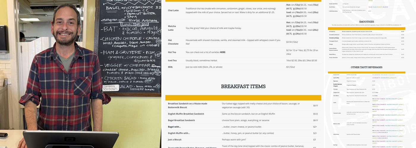 The Studio Cafe Menu
