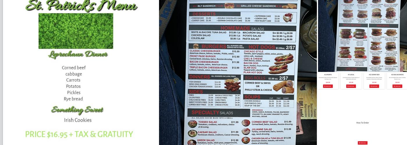 Front Page Deli Menu
