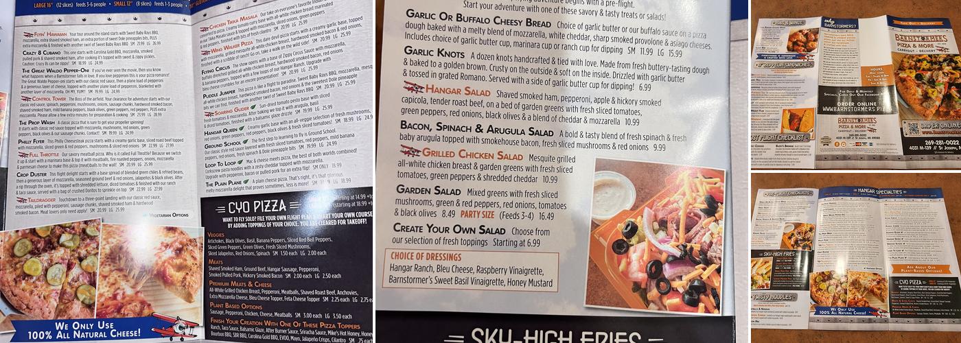 Barnstormers Pizza & More Menu