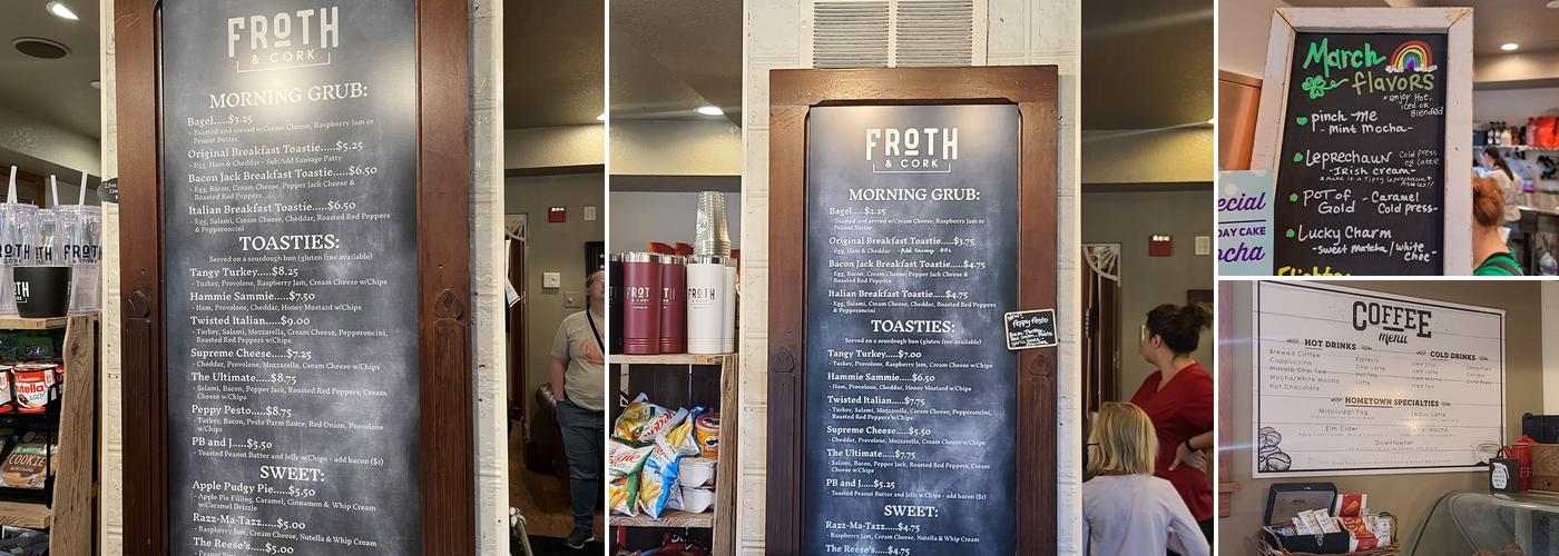Froth & Cork Menu