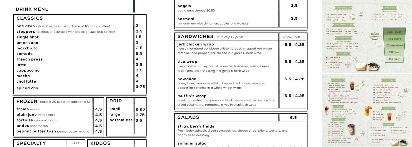 SocieTea Menu