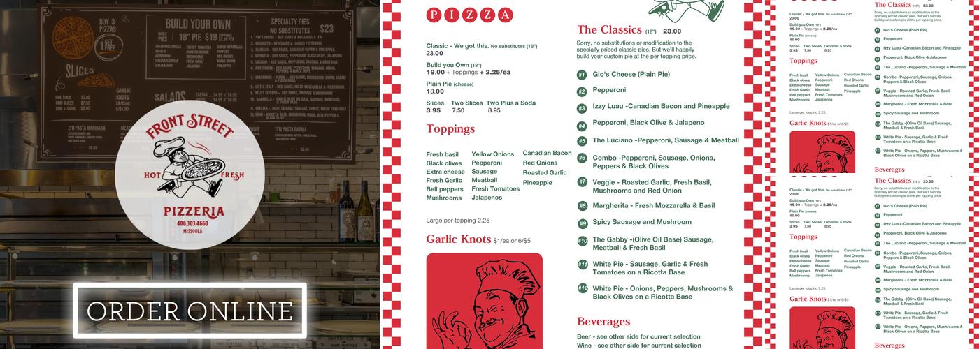 Front St. Pizza Menu