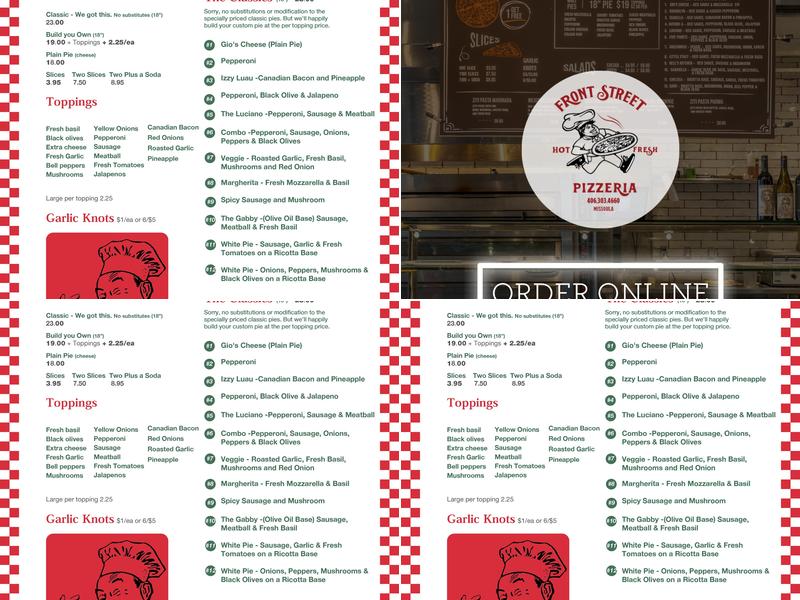 Front St. Pizza Menu