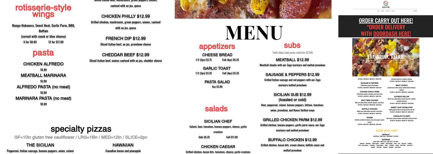 Caniglia's A Mano Menu
