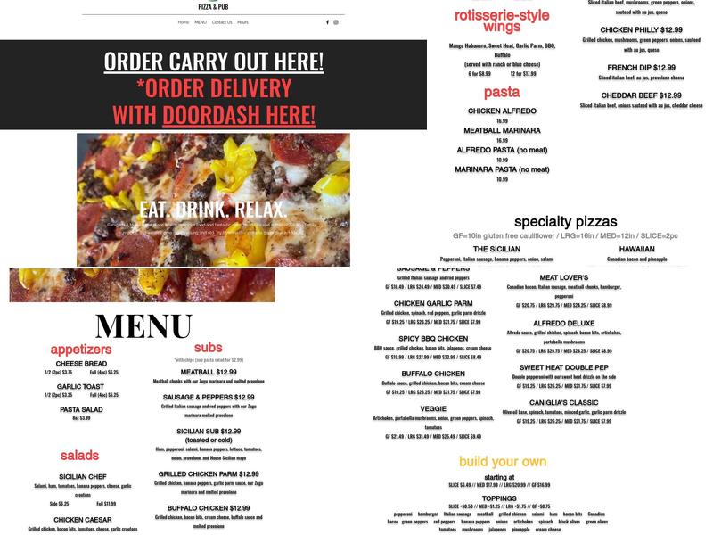 Caniglia's A Mano Menu