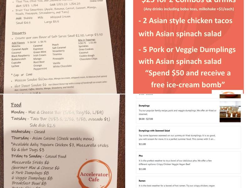 Accelerator Cafe Menu