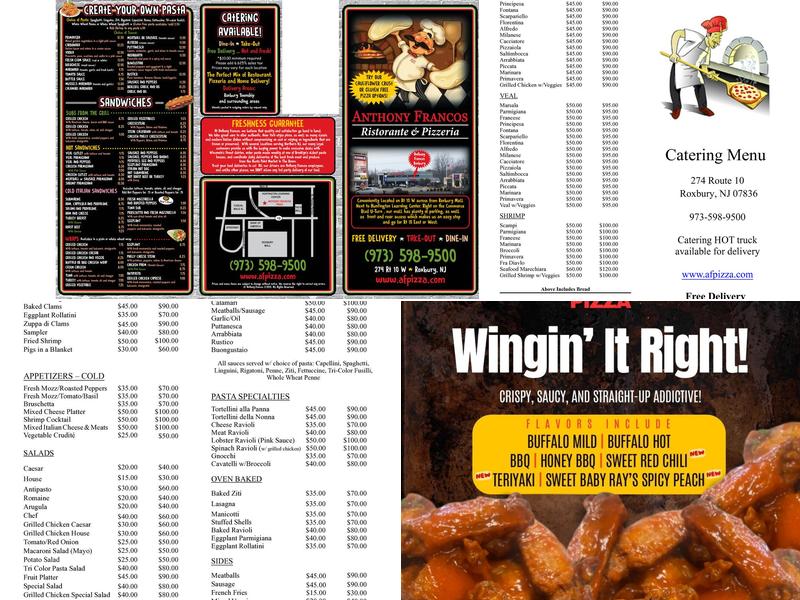 Anthony Francos Pizza Roxbury Menu