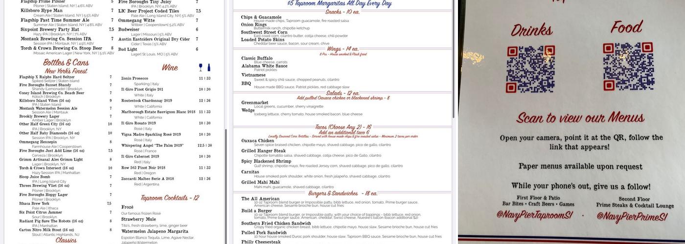 Navy Pier Menu
