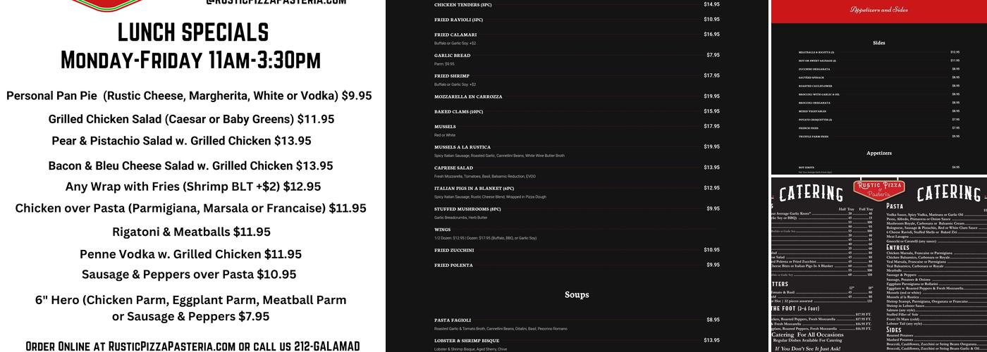 Rustic Pizza & Pasteria Menu