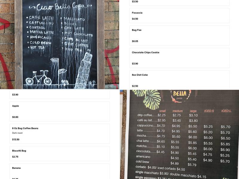 Ciao Bella Coffee Menu