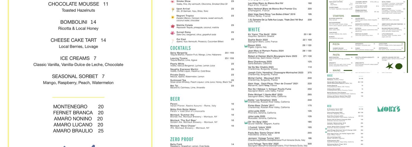 Moby's Menu