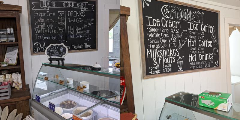 Moonset General Store Menu