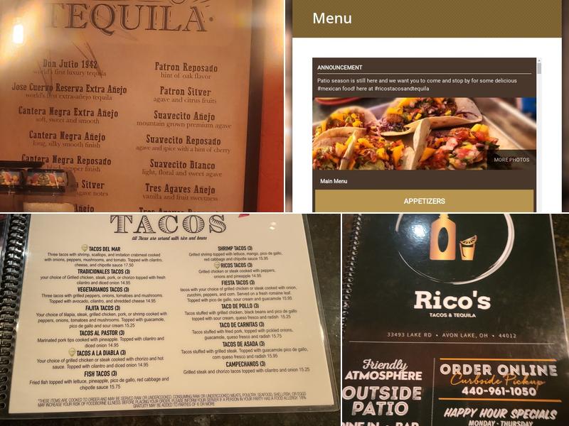 Rico's Tacos & Tequila Menu
