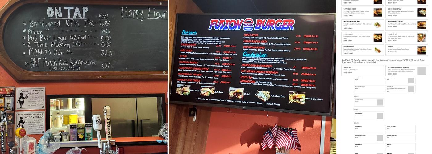 Fusion Burger Menu