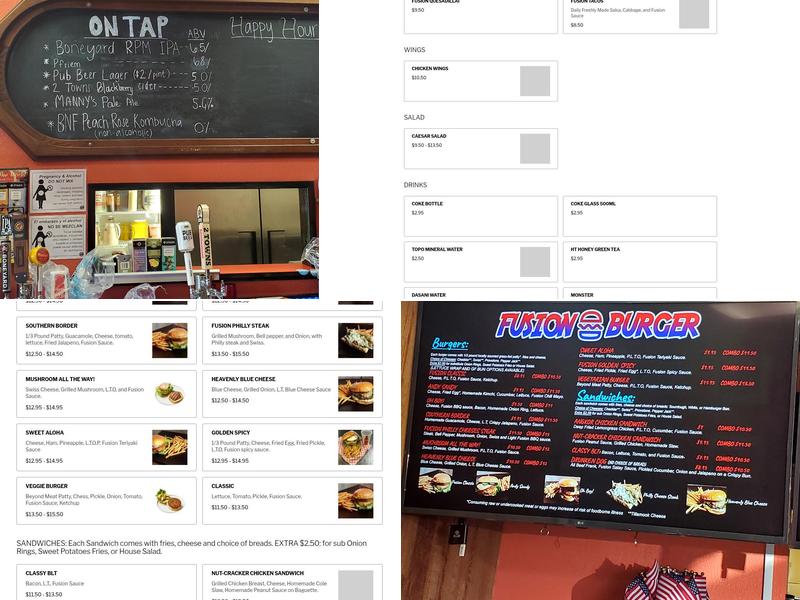 Fusion Burger Menu