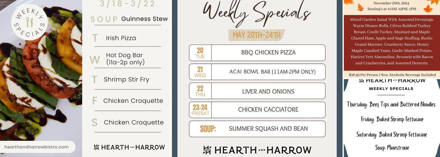 Hearth & Harrow Menu