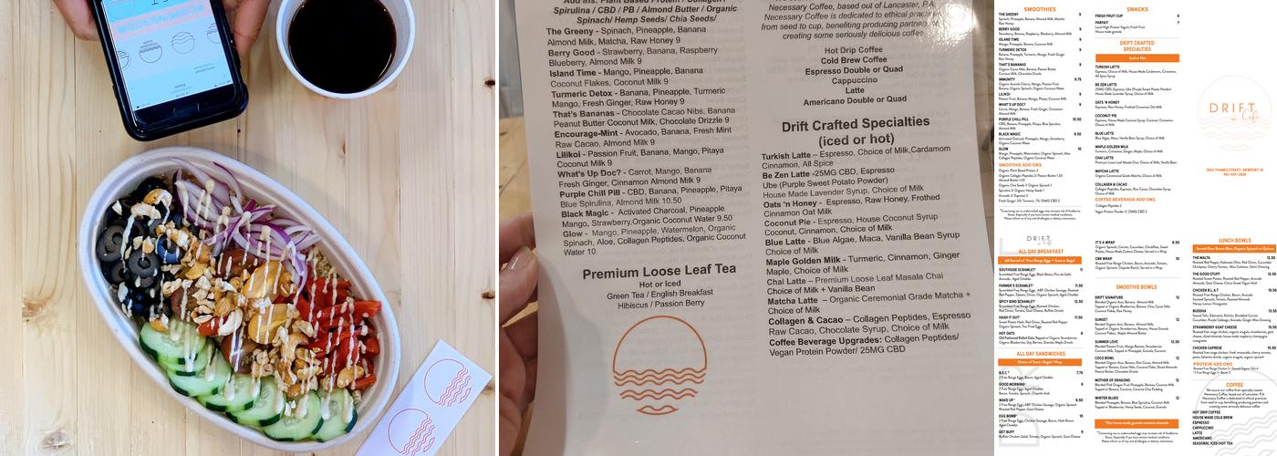 Drift Cafe Menu
