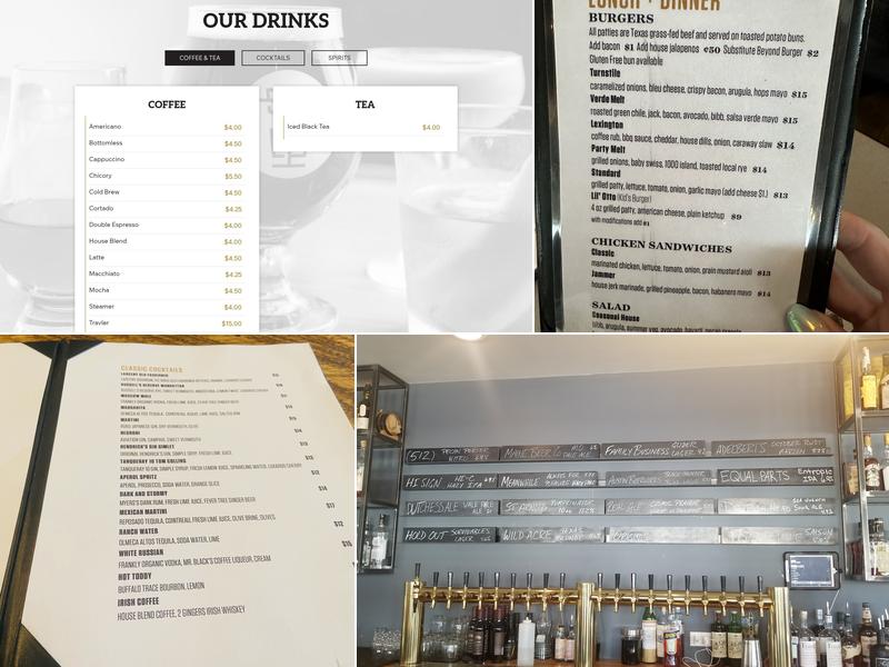 Turnstile Coffee Beer Cocktails and Burgers Menu