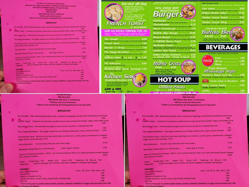 Happy Pinecone Cafe Menu