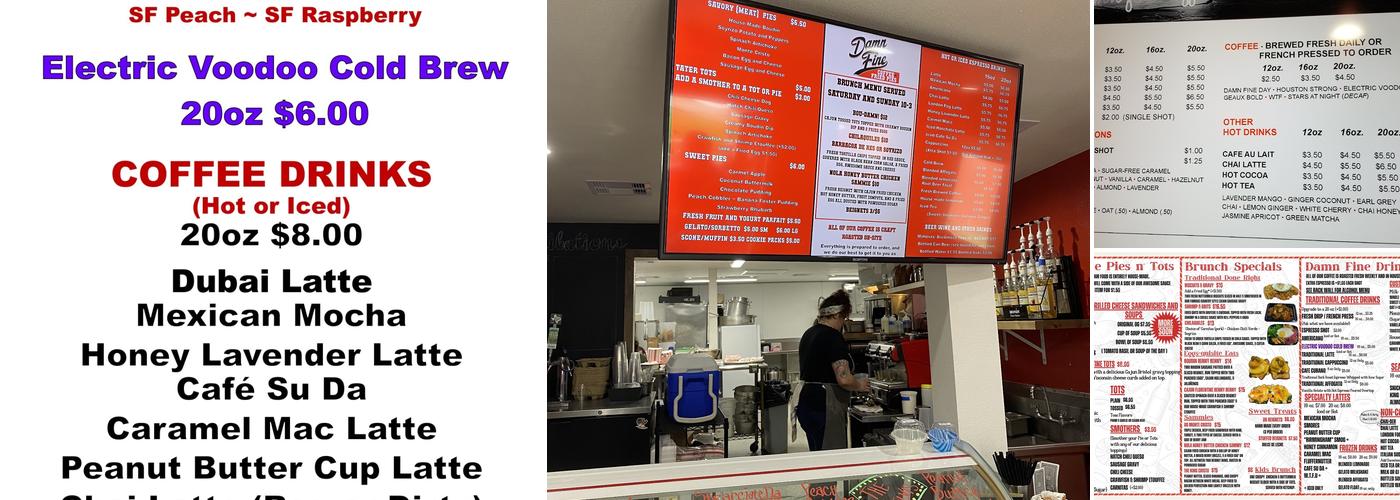 Damn Fine Coffee and Fried Pies Menu