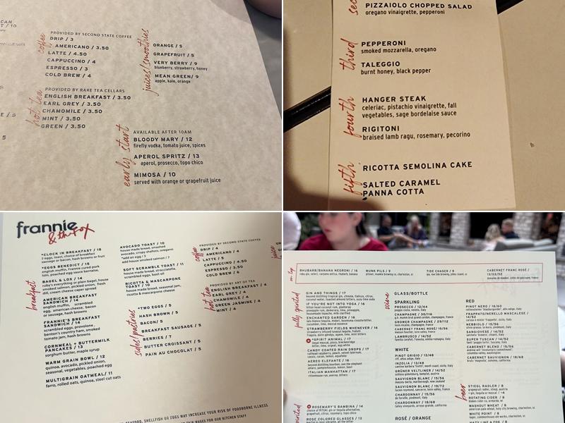 Frannie & The Fox Menu