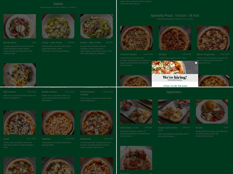 Orlando's Pizza Mt Pleasant Menu