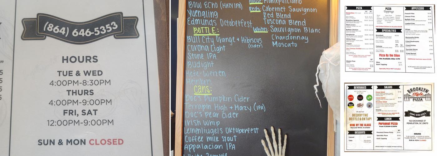 Brooklyn Style Pizza Menu