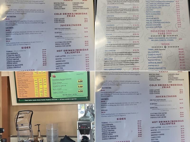 Lima Coffee Shop Menu