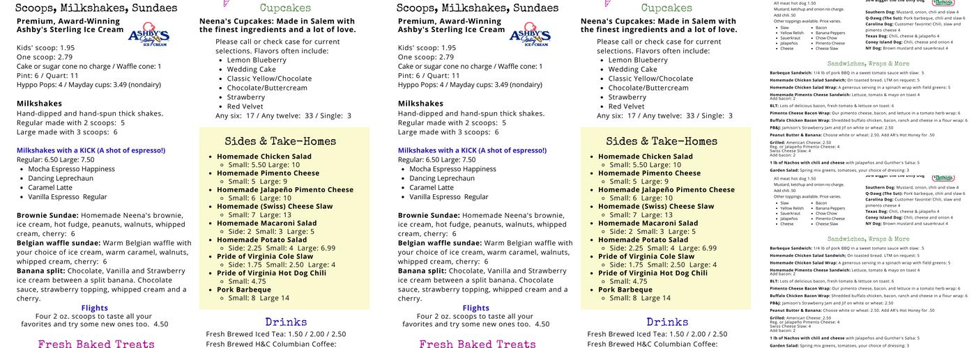 Dilly Dally Menu