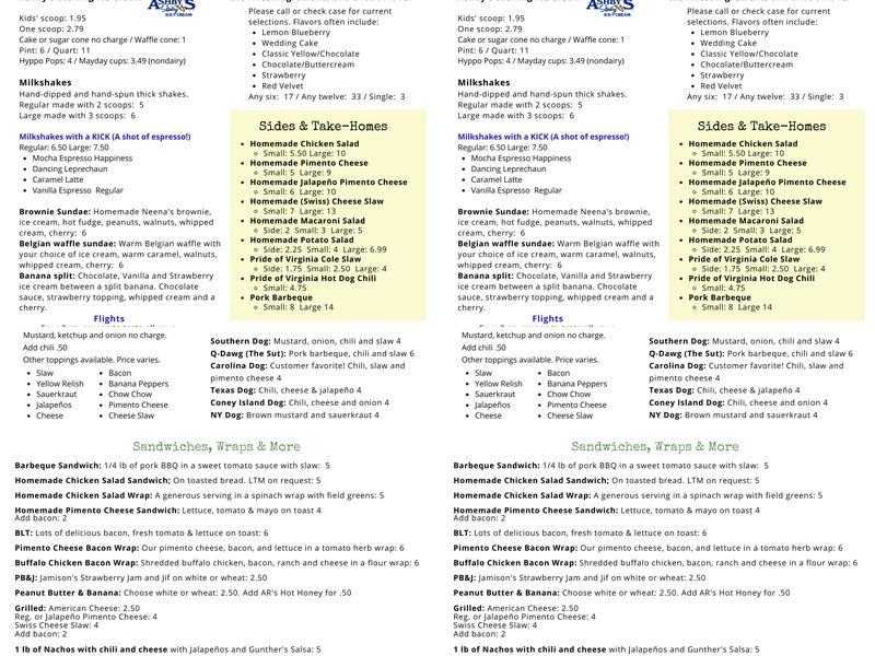Dilly Dally Menu