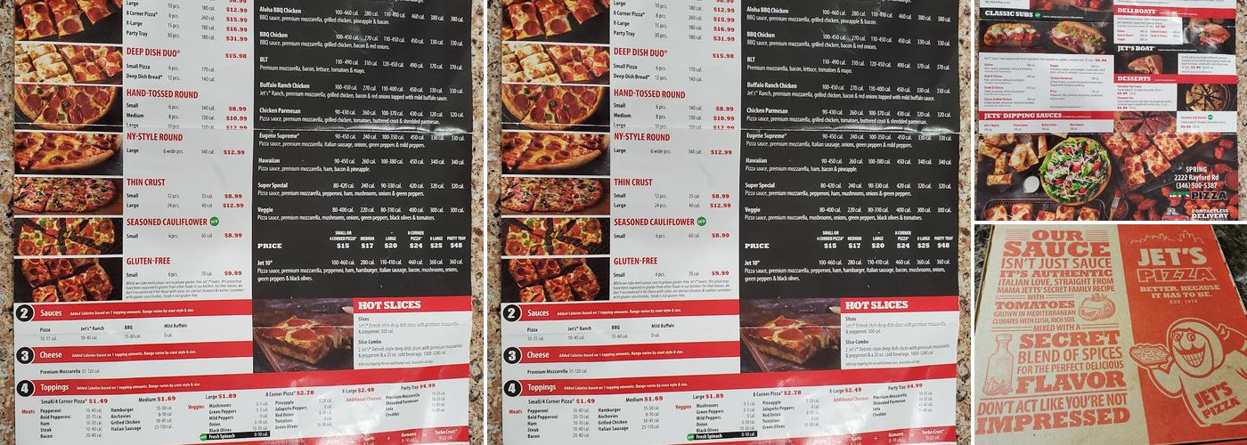 Jet's Pizza Menu