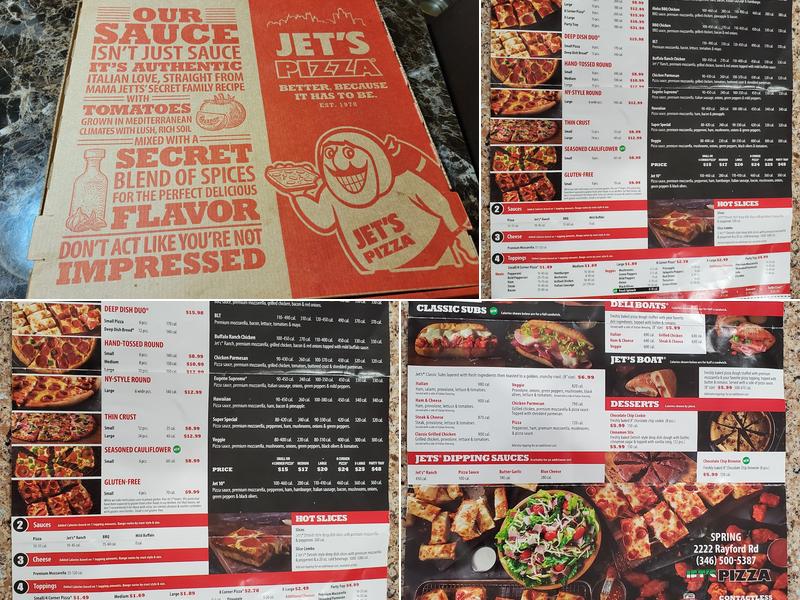 Jet's Pizza Menu