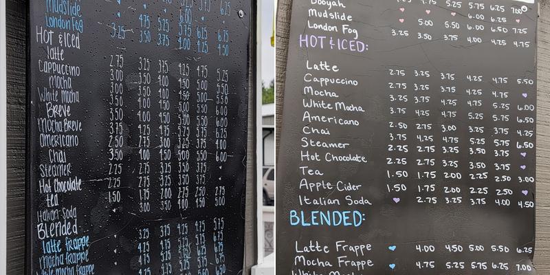 Jill E. Beans Menu