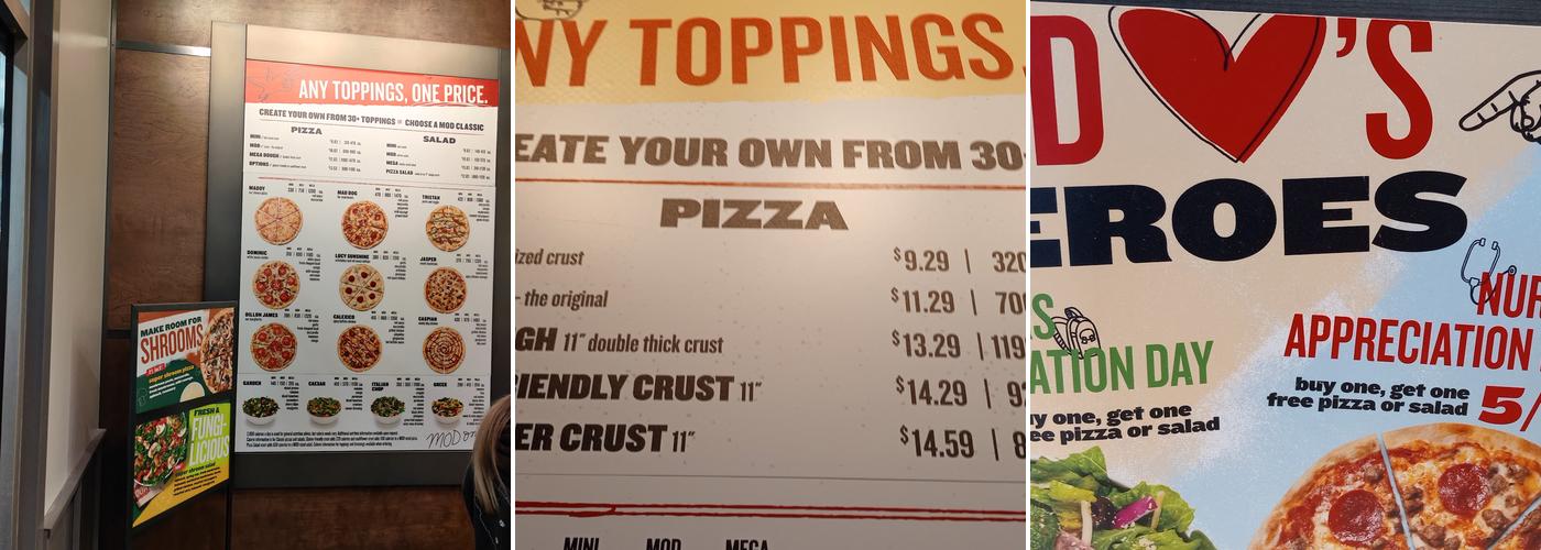 MOD Pizza Menu