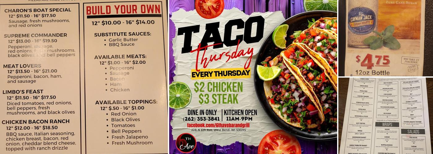 6th Ave Bar & Grill Menu