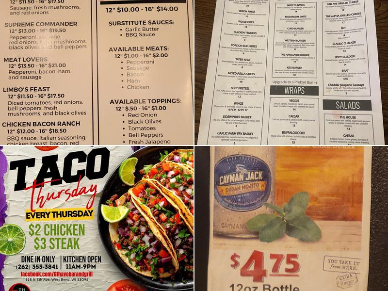 6th Ave Bar & Grill Menu