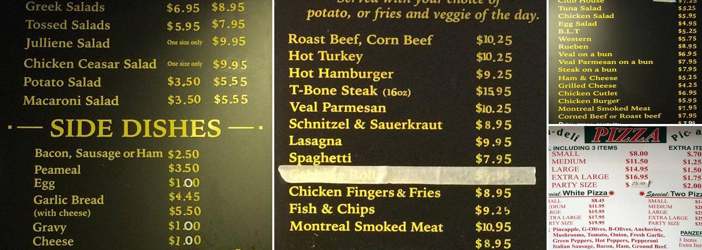 Pic-a-Deli Restaurants Menu