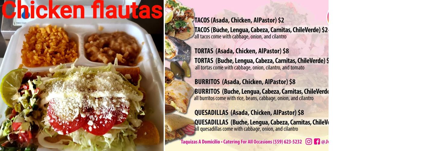 Julies tacos Menu