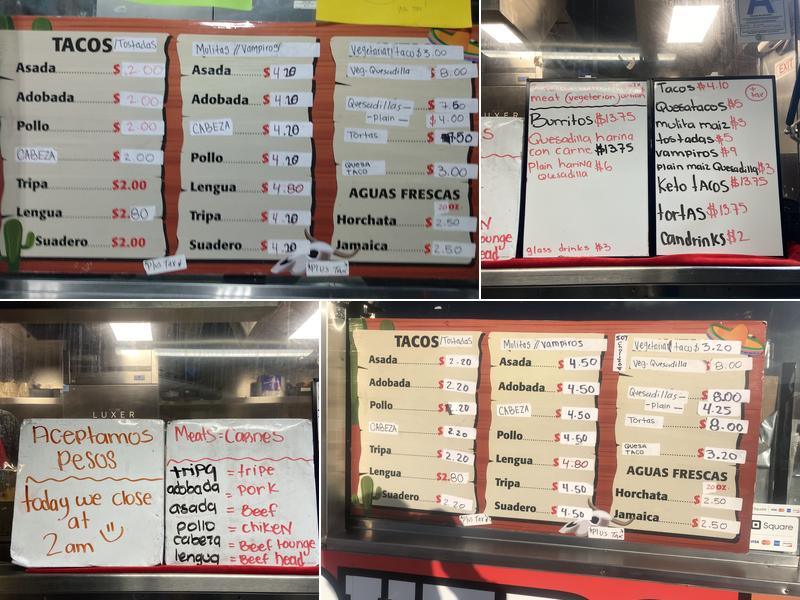 Tacos el Vaquero Menu
