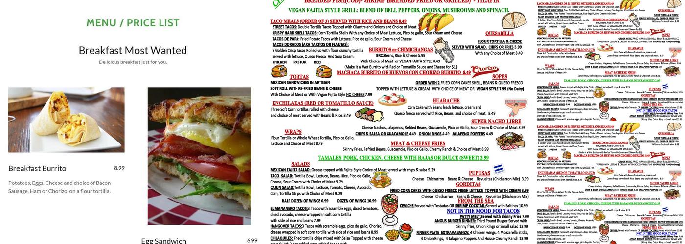 El Taco Chico Menu