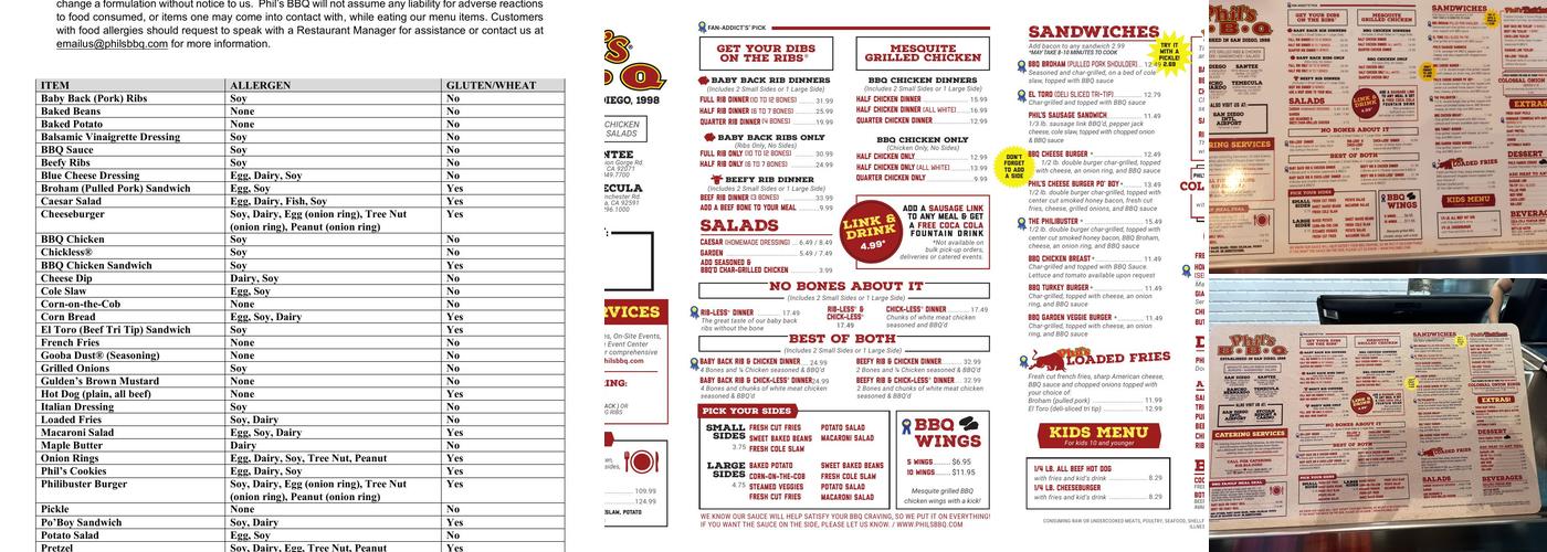 Phil's BBQ Menu