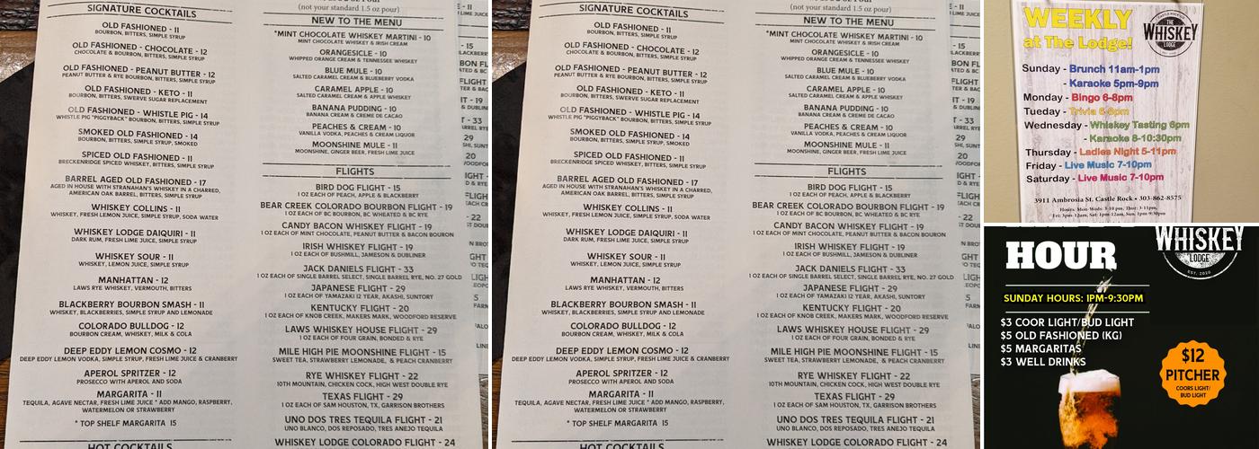 The Whiskey Lodge Menu