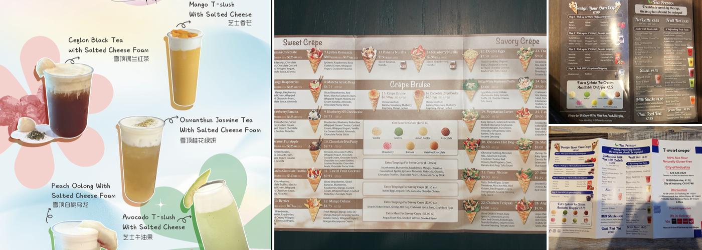 T-Swirl Crepe Menu