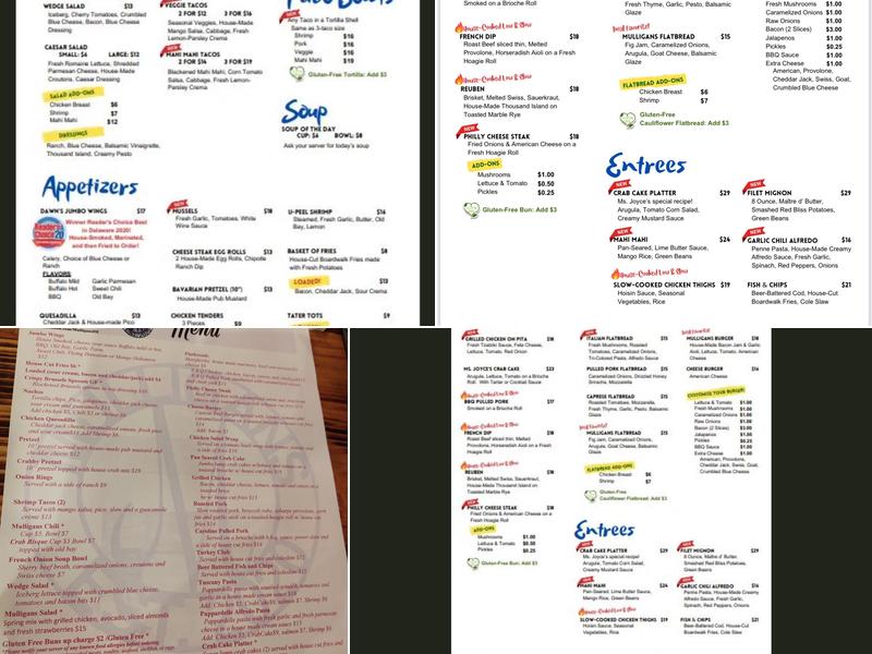 Mulligans Menu