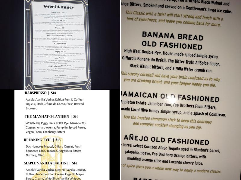 BAB's Secret Lounge Menu